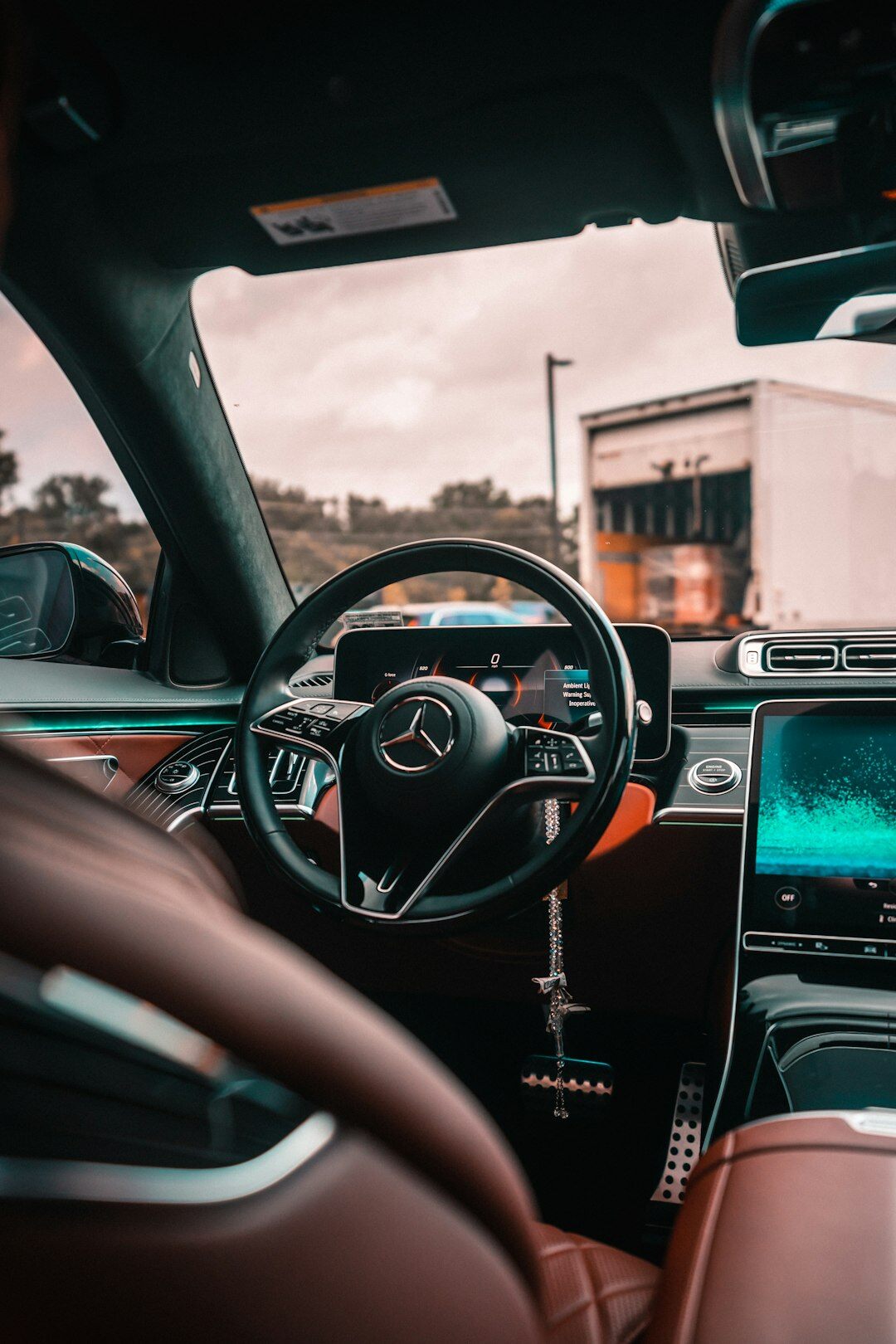 luxury car dashboard with screens