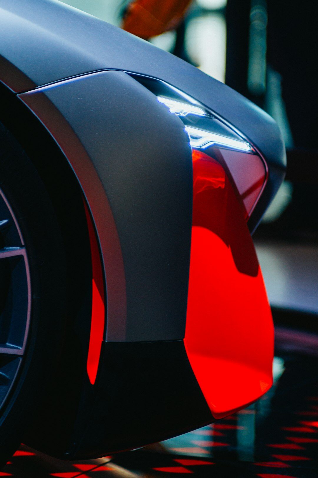 Futuristic electric performance car with glowing light details